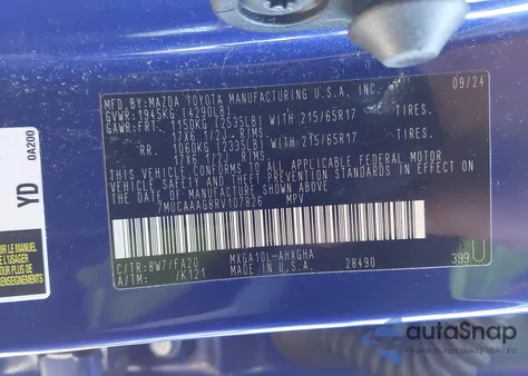 2024 Toyota Corolla Cross Le из США, поврежденный, VIN 7MUCAAAG8RV107826